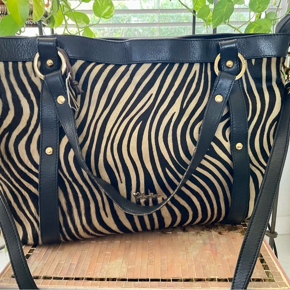 VALENTINA LARGE HAIR CALF BAG WITH DOUBLE STRAPS REMOVABLE SHOULDER STRAP LINED - Picture 7 of 11